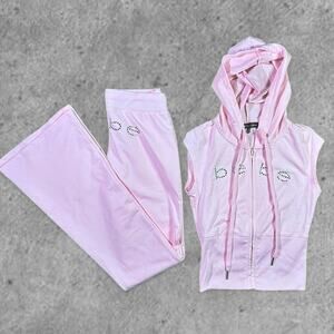 Bebe x Dolls Kill Women's 2 Peice Set size XS track flair pants rhinestones EUC